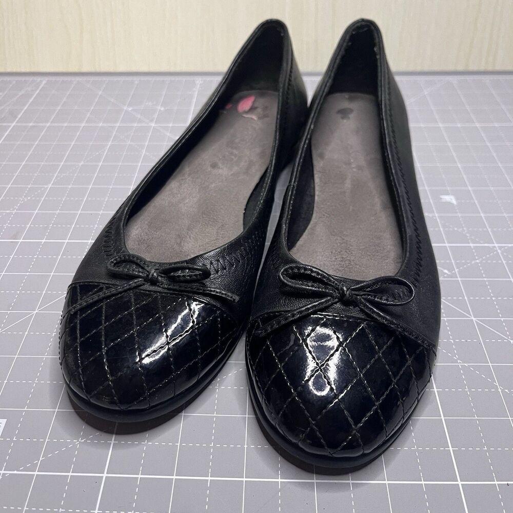Aerosoles Black Ballerina flats Size 6 Comfort Shoe Y2K 2000s Style Cute Quilted